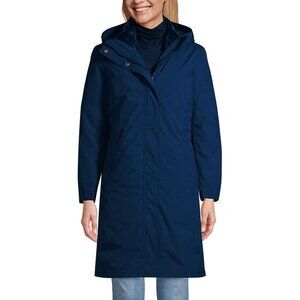 Land's End Women's Insulated 3 in 1 Primaloft Parka Raincoat Jacket in Dark Blue